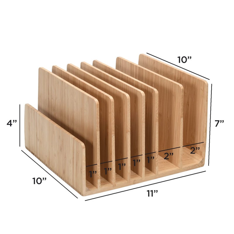 MobileVision Bamboo Device Organizer for Smartphones, Tablets and Laptops, 7 Slots With Extra Wide Slots for Laptops - Image 2